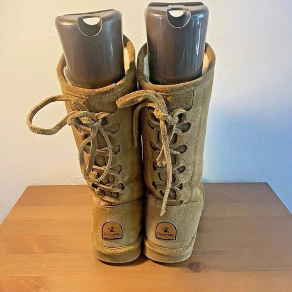 Bearpaw 1955W Phylly Mid Calf Boots in Hickory Suede Womens Size 7 Back Laces - Picture 3 of 15